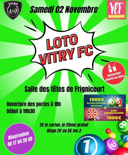 Affiche du loto organisé par le Vitry FC